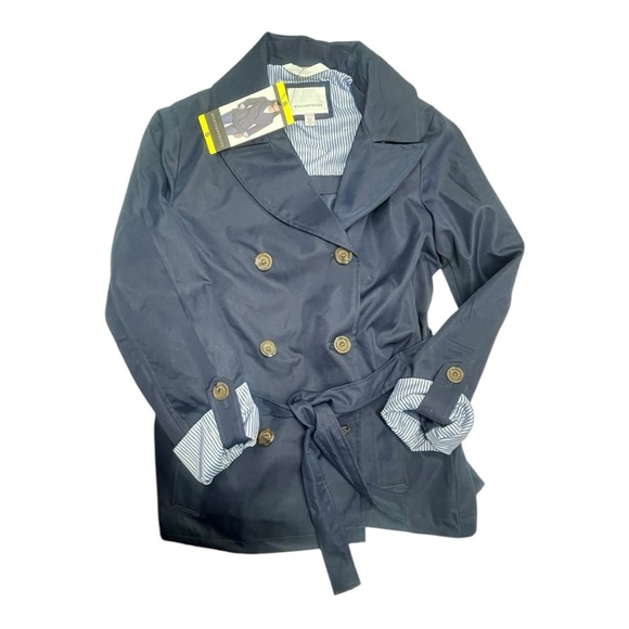 Weatherproof Blue Trench Coat with Belted Waist Size: S - Picture 4 of 8